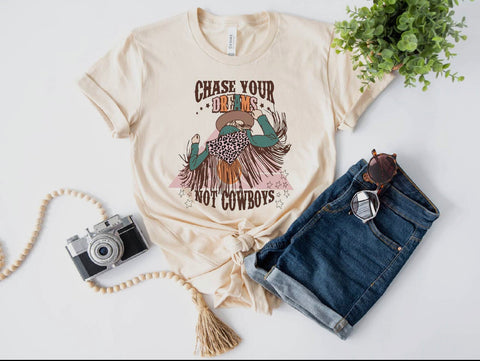 T-shirt -  Chase Your Dreams, Cream, Also Plus Size