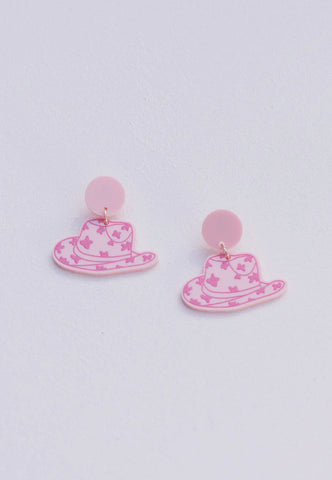 Jewelry - Western Pink Cowboy Hat Earrings