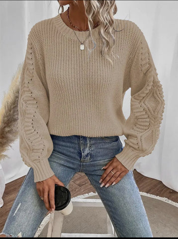Blouse - Stone Thessaloniki Knit Crew Neck Sweater, Also Plus Size