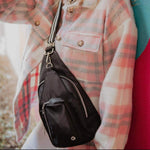 Accessories/Gifts - Solid Sling Bag With Striped Strap