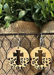 Jewelry - Brown Cut Out Leopard Cross Earrings