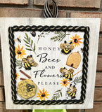 DIY Home Decor - Honey Bees and Flowers Please Wood Wall Art with Mold-A-Wood Accent Bee Pieces&nbsp;