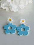 Jewelry - “Fabulous  Floral” Blue Dangle Earrings
