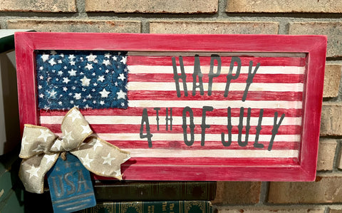 DIY Home Decor - Americana “Happy 4th” Wall Art, 14x7”