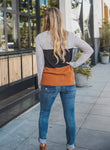 Blouse - Pocket Colorblock Tammy Top, Orange/Black/Grey