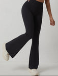 Pants - Black Yoga High Waist Hip Lifting Tights Wide Leg Fitness Pants