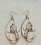 Jewelry - Wood Christmas Earrings, Santa or Snowman