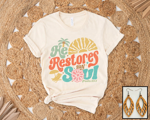 T-Shirt - He Restores My Soul, Also Plus Size