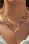 Jewelry - Ldc 5 Pcs Layered Rhinestone Chain Collarbone Necklaces Set, Gold