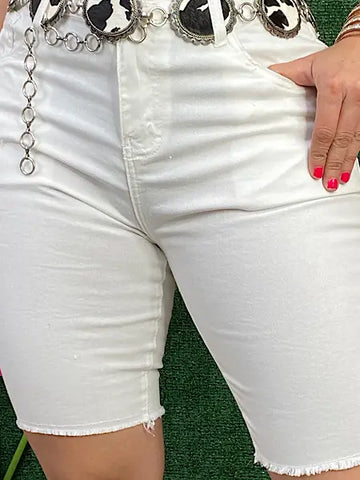 Pants - Bermuda Shorts, White, Also Plus Size