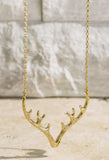 Jewelry - Brass Textured Metal Antler Short Necklace