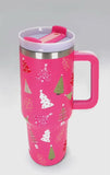 Accessories/Gifts - 40oz Stainless Steel Tumbler Christmas UV Print, Snowman Off White Or Christmas Tree Fusia