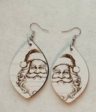 Jewelry - Wood Christmas Earrings, Santa or Snowman