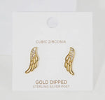 Jewelry - Cz Embellished Angel Wing Ear Crawlers, Gold or Silver