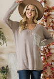 Blouse - Taupe Combo Reversed Switched Oversized Hi Low Tunic