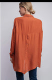 Blouse - Oversized High/Low Style, Rust
