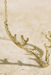 Jewelry - Brass Textured Metal Antler Short Necklace