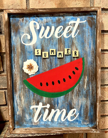 DIY Home Decor - Sweet Summer Time Frame Wall Art with Watermelon Design, 12X16”