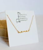 Jewelry - Mama Necklace Mom Cursive Word Gift Raising Strong Humans, Gold Or Silver