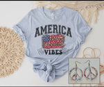 T-shirt - Pre-order, America Vibes Patriotic Tee, Prism Blue, Also Plus Size