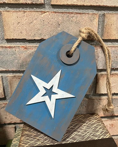 DIY Home Decor - Americana Star Wooden Tag, 5x8” Shelf Sitter