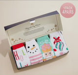 Accessories/Gifts - Snowman Holly Christmas Gift Socks, 4 Pairs