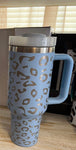 Accessories/Gifts - Mint Metallic Leopard Tumbler Cup With Handle