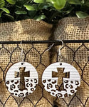 Jewelry - White Birch Cut Out Leopard Cross Earrings