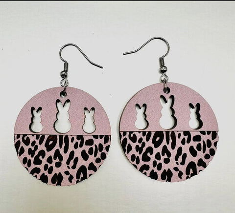 Jewelry - Pink Leopard Bunny Earrings