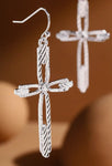 Jewelry - Texture Metal Cross Earrings, 2 Color Options