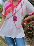 Blouse - Orange &  Fuchsia & Pink & Leopard Women Tops, Also Plus Size