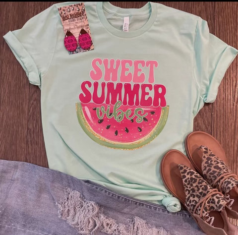T-shirt - Pre-order, Sweet Summer Vibes, Mint, Also Plus Size