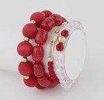 Jewelry - Multi Crystal Beaded Bracelet, Red