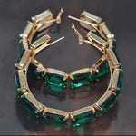 Jewelry - Rhinestone Embellished Hoop Earring, Green