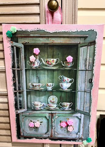 DIY Home Decor - Vintage China Cabinet Wall Art, Flat Canvas