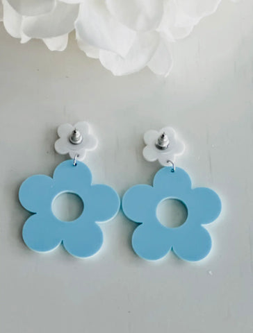 Jewelry - “Fabulous  Floral” Blue Dangle Earrings