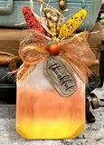 DIY Home Decor - Thankful Wooden Scoop, Candy Corn Inspired