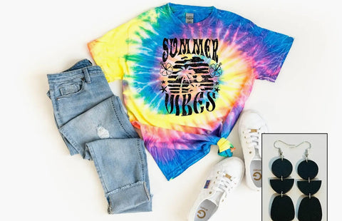 T-Shirt - Pre-order, Tie-Dye Distressed Summer Vibes, Muti, Also Plus Size