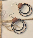 Jewelry - Black & Leopard Wood Double Hoop Earrings