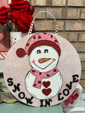 DIY Home Decor - Snow In Love Wood Round Door Hanger