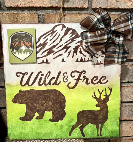 DIY Home Decor - Wild & Free Deer/Bear Wood Wall Art, 12X12”