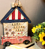 DIY Home Decor - Americana “Home of the Free” Truck Wall Art/Door Hanger, 11x14”