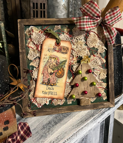 DIY Home Decor - Vintage Style Multi-Media Christmas Wall Art