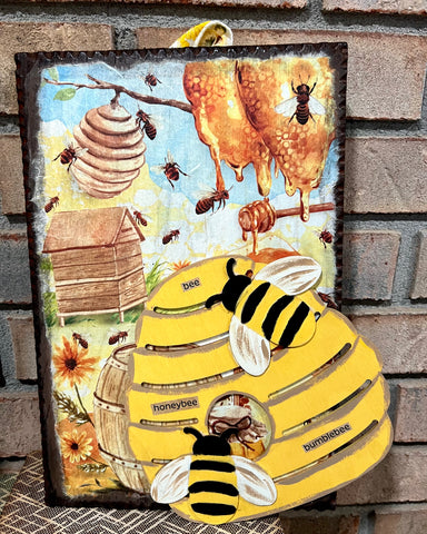 DIY Home Decor - Bee Hive 3D Wood Wall Art, 10X12”