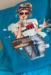 T-shirt - Pre-order, Bella Canvas “Tommy Jeans” graphic, Turquoise Blue, Also Plus Size