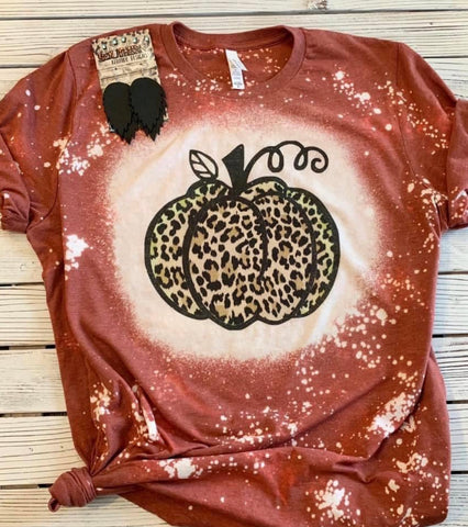 T-shirt - Bleached Leopard Pumpkin, Rust