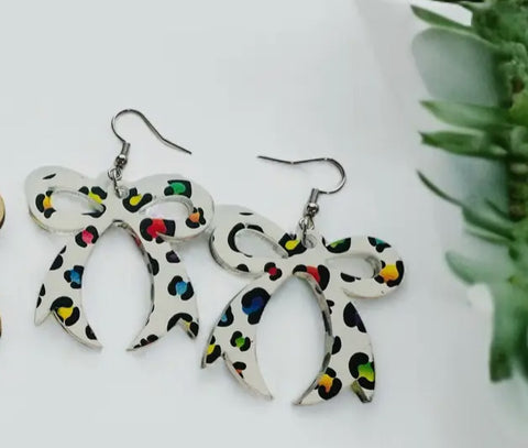 Jewelry - Bow Earrings, Leopard