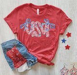 T-Shirt - USA Bows On Heather, Red