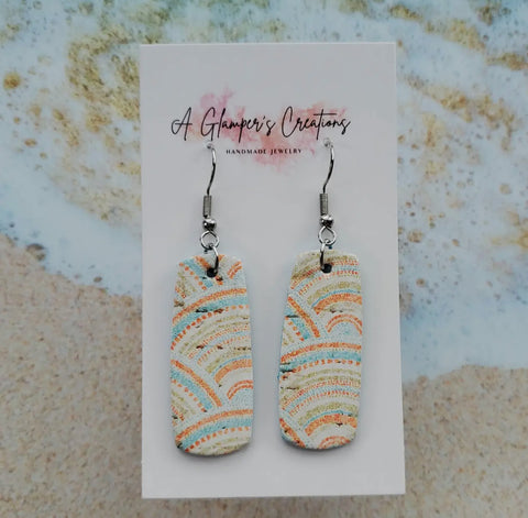 Jewelry - Leather Boho Pastel Arches Bar Shaped Earrings