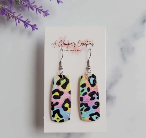 Jewelry - Leopard Bar Shaped Earrings, Pastel
